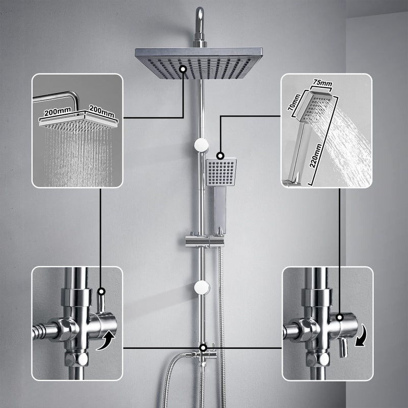 JOHO Bath Fitting with Hand Shower Set Shower System Single Lever Mixer Tap Shower Mixer Tap with Bath Spout and ABS Hand Shower - Image 2