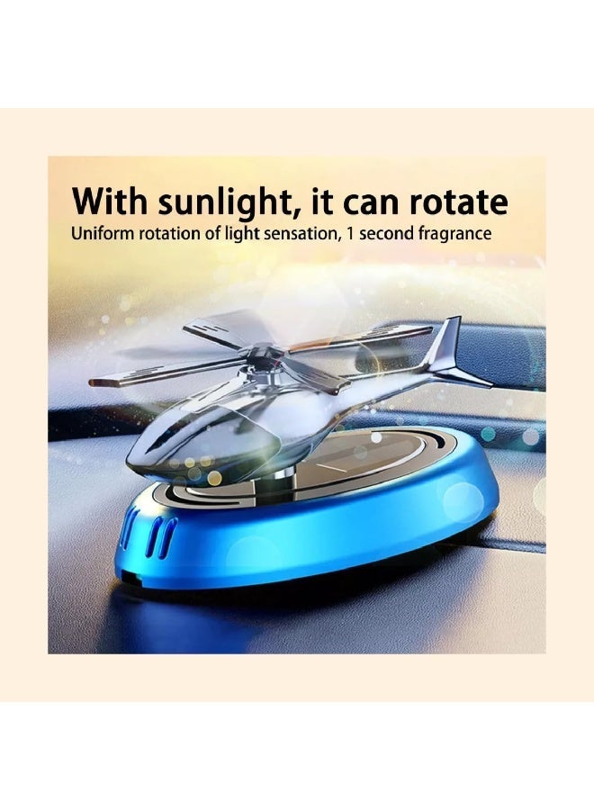 معطر هواء للسيارة على شكل مروحية يعمل بالطاقة الشمسية، معطر عطري دوّار بتصميم طيران، مصنوع من سبيكة الألمنيوم، ناشر عطر وإكسسوار ديكور داخلي، مناسب للسيارة والمنزل، عطور سيارات — يشمل قاعدة مانعة للانزلاق وزيت عطري لمعطر الهواء. - Image 3