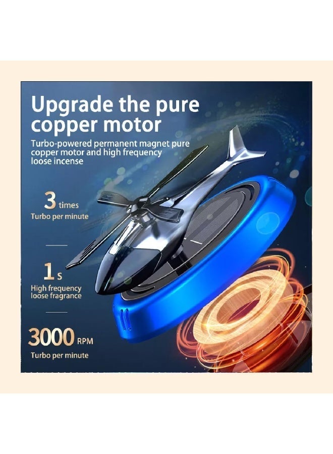 معطر هواء للسيارة على شكل مروحية يعمل بالطاقة الشمسية، معطر عطري دوّار بتصميم طيران، مصنوع من سبيكة الألمنيوم، ناشر عطر وإكسسوار ديكور داخلي، مناسب للسيارة والمنزل، عطور سيارات — يشمل قاعدة مانعة للانزلاق وزيت عطري لمعطر الهواء. - Image 4