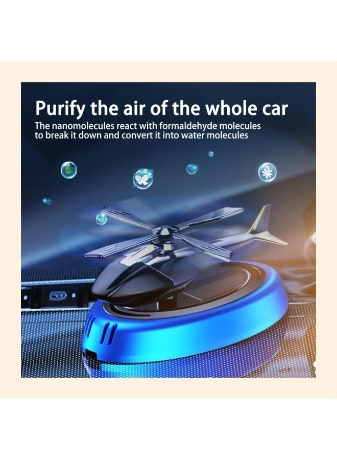 معطر هواء للسيارة على شكل مروحية يعمل بالطاقة الشمسية، معطر عطري دوّار بتصميم طيران، مصنوع من سبيكة الألمنيوم، ناشر عطر وإكسسوار ديكور داخلي، مناسب للسيارة والمنزل، عطور سيارات — يشمل قاعدة مانعة للانزلاق وزيت عطري لمعطر الهواء. - Image 5