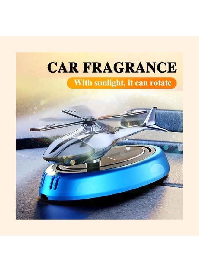 معطر هواء للسيارة على شكل مروحية يعمل بالطاقة الشمسية، معطر عطري دوّار بتصميم طيران، مصنوع من سبيكة الألمنيوم، ناشر عطر وإكسسوار ديكور داخلي، مناسب للسيارة والمنزل، عطور سيارات — يشمل قاعدة مانعة للانزلاق وزيت عطري لمعطر الهواء. - Image 2