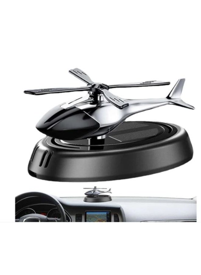 معطر هواء للسيارة على شكل مروحية يعمل بالطاقة الشمسية، معطر عطري دوّار بتصميم طيران، مصنوع من سبيكة الألمنيوم، ناشر عطر وإكسسوار ديكور داخلي، مناسب للسيارة والمنزل، عطور سيارات — يشمل قاعدة مانعة للانزلاق وزيت عطري لمعطر الهواء. - Image 1