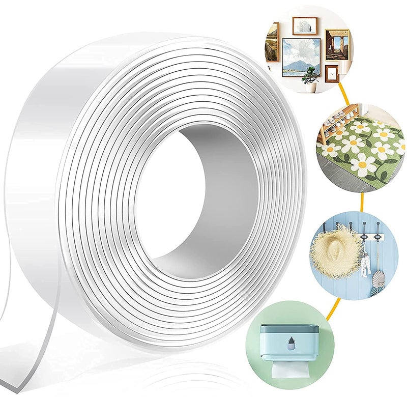 Generic DIYA ENTERPRISE 3 Meter Double Sided Tape - Adhesive Silicone Tape, Heavy Duty, Heat Resistant, Multi-Functional, Removable, Washable, Reusable Anti-Slip Gel Nano Grip Tape  - Image 5