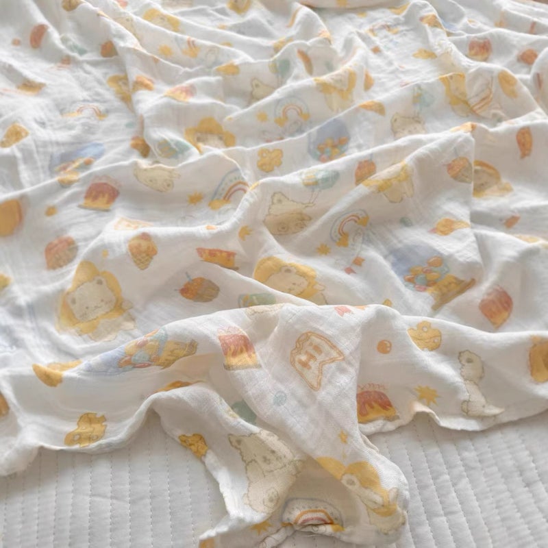 Double-layer Bamboo Fiber Gauze Baby Class A Gauze Cover Blanket Four-layer Wrapping Towel Bath Towel Children's Bamboo Cotton Cool and Soft in Summer - Image 5