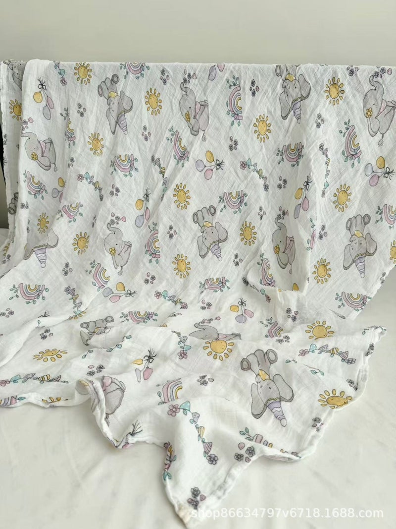 Double-layer Bamboo Fiber Gauze Baby Class A Gauze Cover Blanket Four-layer Wrapping Towel Bath Towel Children's Bamboo Cotton Cool and Soft in Summer - Image 1