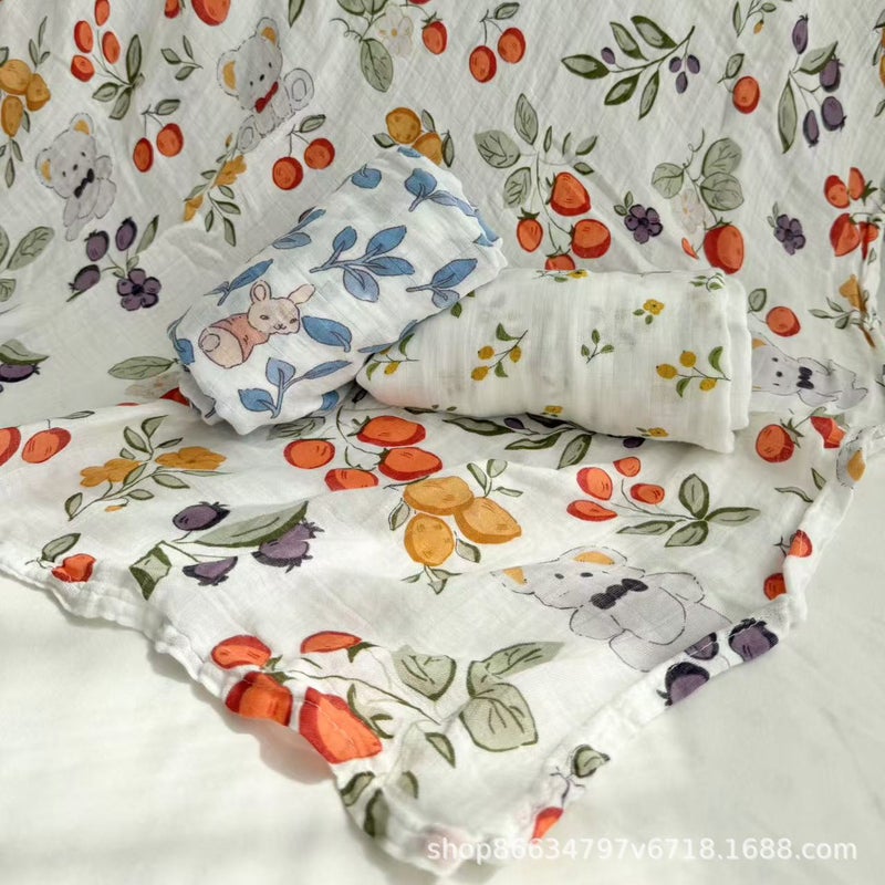 Double-layer Bamboo Fiber Gauze Baby Class A Gauze Cover Blanket Four-layer Wrapping Towel Bath Towel Children's Bamboo Cotton Cool and Soft in Summer - Image 3