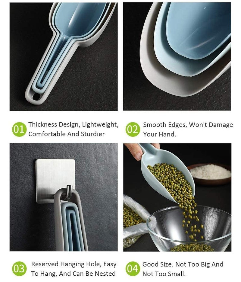SILENCIO Ice Scoop Set of 3, Multi-Purpose Plastic Kitchen Scoops Bar Scooper for Canisters, Flour, Powders, Dry Foods, Candy, Pop Corn, Coffee Beans and Pet Food - Image 4