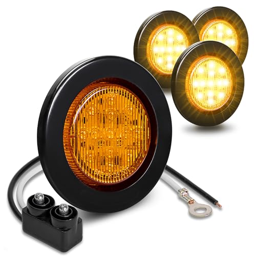 ONLINE LED STORE TRUE MODS 4pc 2.5" 12V Amber Round LED Clearance Side Marker Lights [DOT FMVSS 108] [SAE P2] [Reflector Lens] [Grommet & Plugs] [Flush-Mount] [Waterproof IP67] for Boat Trailer Semi Truck RV Peterbilt - Image 1