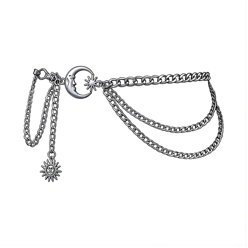 Women Layered Waist Chain Moon Sun Charm for Teen Adult Girls - Image 2