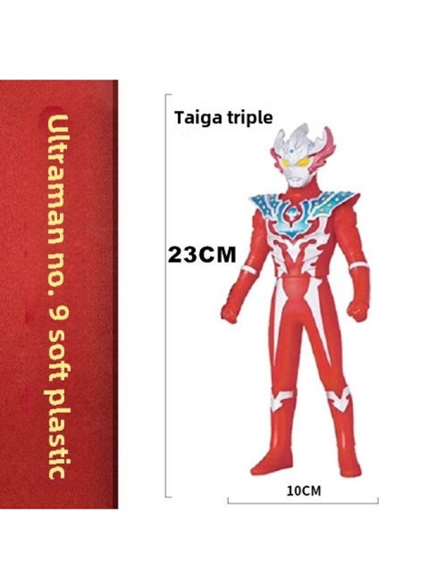 23cm Children's Soft Rubber Toy Multi-style Ultraman Degas Boy's Birthday Gift Sailor Toy Soft Rubber Doll-Color:74. Taiga Triple