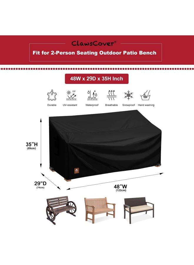 ClawsCover 2 Seater Outdoor Bench Covers Waterproof,48W x 26D x 35H Inch,All Weather and Tearproof Polyester Fabric,Fit for 2-Person Seating Wooden & Metal & Cast Iron Patio Garden Loveseat Chair - Image 5