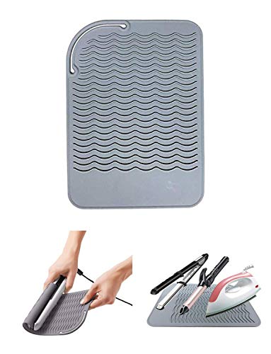 AFT90 Heat Resistant Glove with Silicone Bump Mat for Curling Iron, Hair Straightener, Flat Irons - 9 x 6.5 Food Grade Mat, Grey - Image 5