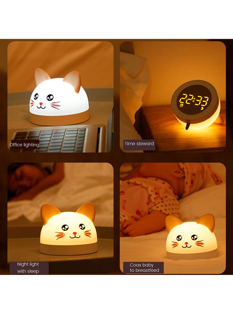SYOSI Digital Alarm Clock with Night Light, Cute Cat Digital Alarm Clock for Kid Bedroom for Bedroom Home Office Adjustable Volume and Brightness - Image 5