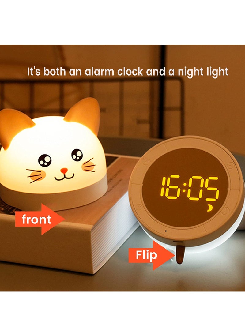 SYOSI Digital Alarm Clock with Night Light, Cute Cat Digital Alarm Clock for Kid Bedroom for Bedroom Home Office Adjustable Volume and Brightness - Image 2