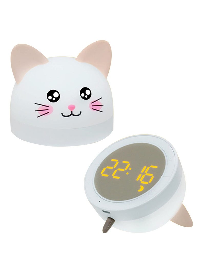 SYOSI Digital Alarm Clock with Night Light, Cute Cat Digital Alarm Clock for Kid Bedroom for Bedroom Home Office Adjustable Volume and Brightness - Image 1