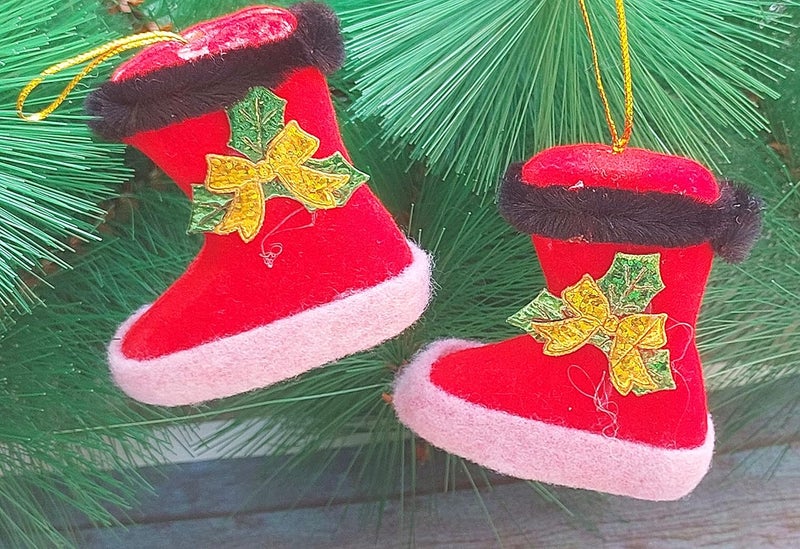 Forty Wings Forty Wings 1 Pair Red Santa Claus Shoes Hangings for Christmas Ornaments Xmas Tree Hangings Ornaments for Christmas Decoration Items for Home Decoration - Image 2