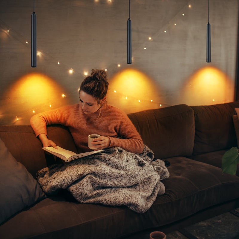 5W Cylinder Pendant 3000K Color Temperature Height Adjustable IP20 Waterproof Suitable for Living Room/Bedroom/Dining Room - Image 3