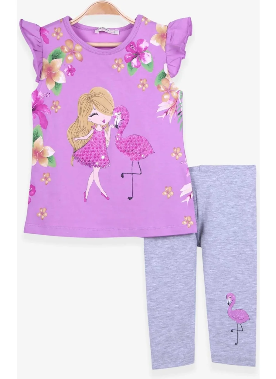 Breeze Girl's Tights Set Printed Purple (2-6 Years)