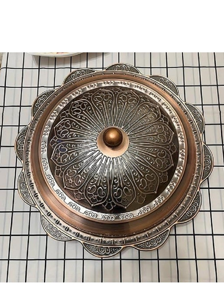 صواني تقديم عربية بغطاء نحاسي فاخر – تصميم تراثي أنيق لحفلاتك وضيافتك. - Image 1