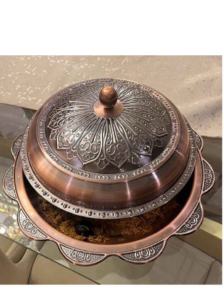 صواني تقديم عربية بغطاء نحاسي فاخر – تصميم تراثي أنيق لحفلاتك وضيافتك. - Image 2