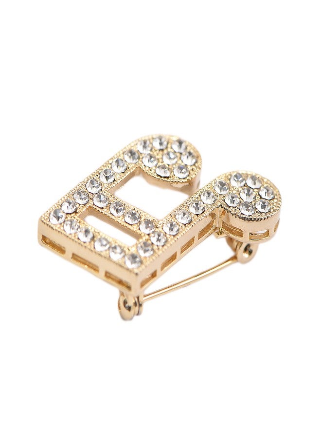 سبيننج دايزي بروش ذهبي اللون بتصميم جوهرة صغيرة من الكريستال الموسيقي، على شكل نوتة موسيقية 16. - Image 2