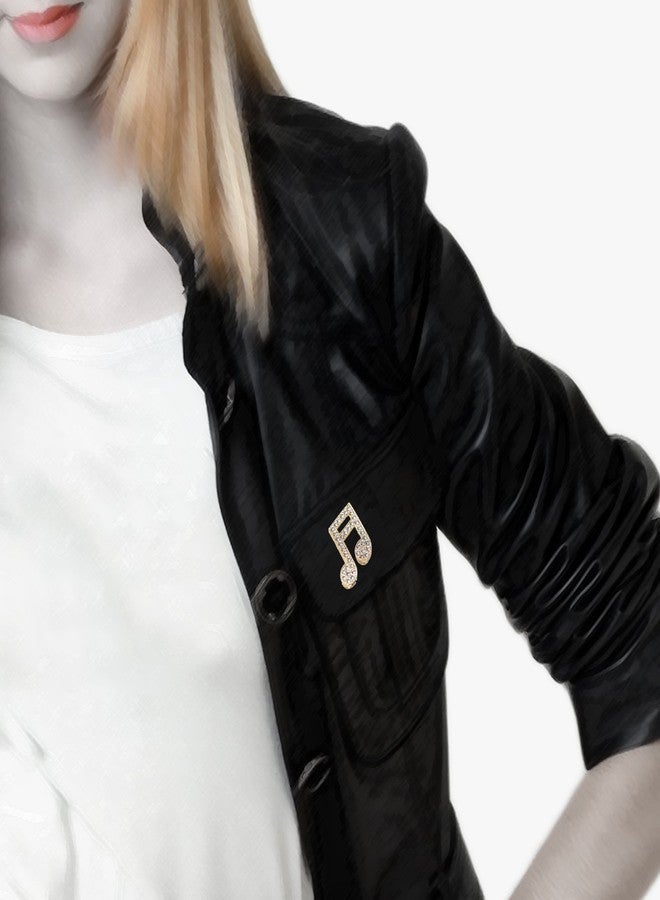 سبيننج دايزي بروش ذهبي اللون بتصميم جوهرة صغيرة من الكريستال الموسيقي، على شكل نوتة موسيقية 16. - Image 5