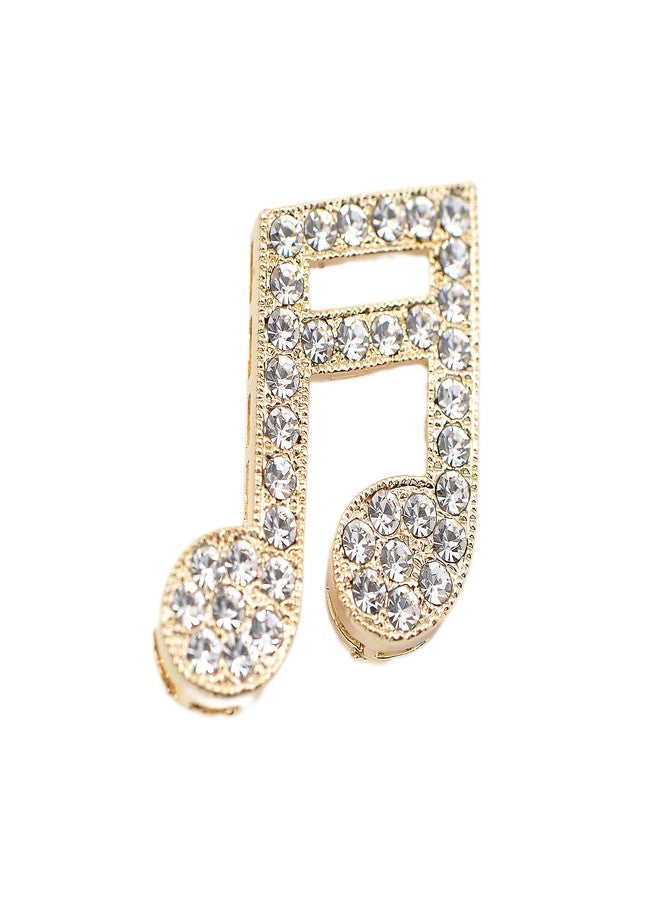 سبيننج دايزي بروش ذهبي اللون بتصميم جوهرة صغيرة من الكريستال الموسيقي، على شكل نوتة موسيقية 16. - Image 1