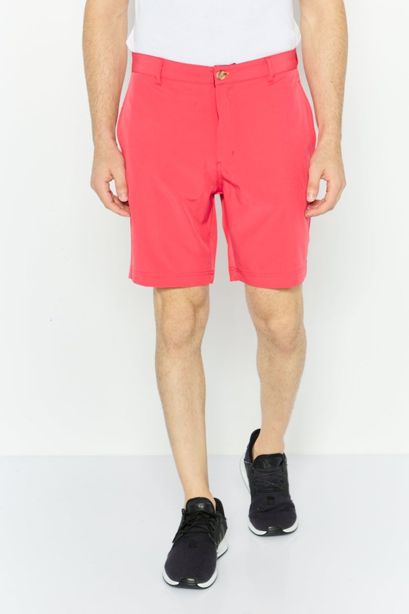 Tailorbyrd Men Embroidered Logo Basic Shorts, Watermelon - Image 1