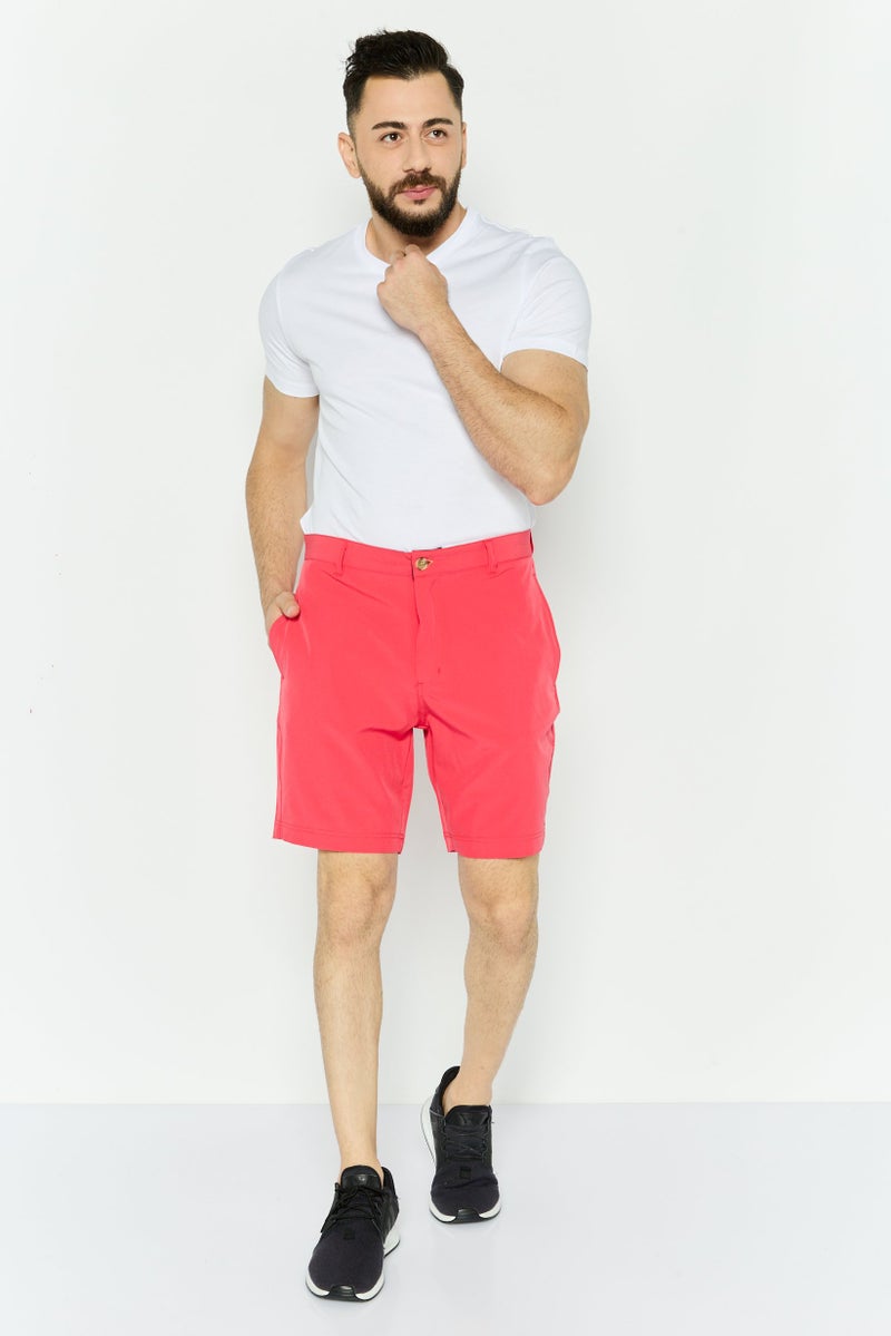 Tailorbyrd Men Embroidered Logo Basic Shorts, Watermelon - Image 4