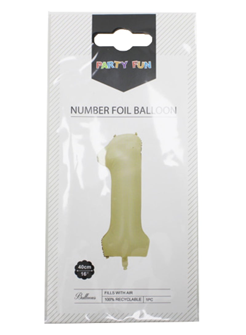 PARTY FUN Foil Number Balloon 16" No.1 Oat Color  - Image 2