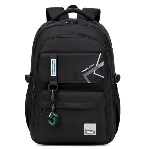 ZHIERNA School Backpack for Boys Middle School Elementary Bookbags for Teens Boys, Waterproof Lightweight Casual Daypack(Black) - Image 1