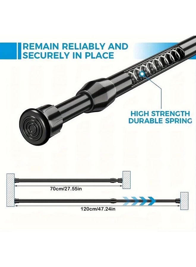 Telescopic Rod 70 120cm No Drill Spring Tension Shower Curtain Door Drape Wood Grain - Image 3