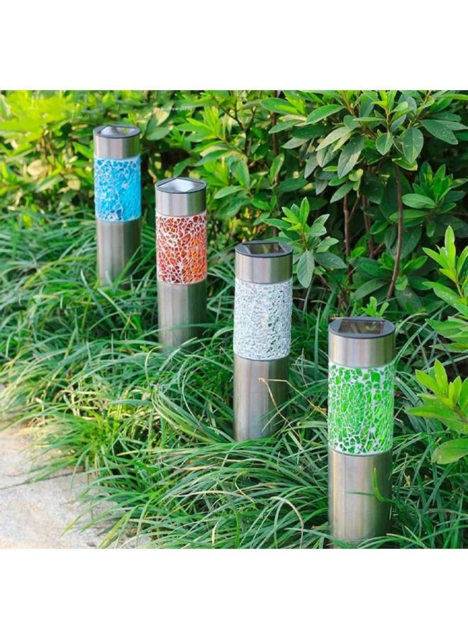 BLUE CORAL 4 Pack Solar light Solar Light Led Mosaic Lawn Lamp Outdoor Waterproof Mosaic Lampshade Modern Park Garden Path Landscape Lawn Decorative 4 Colors  - Image 1
