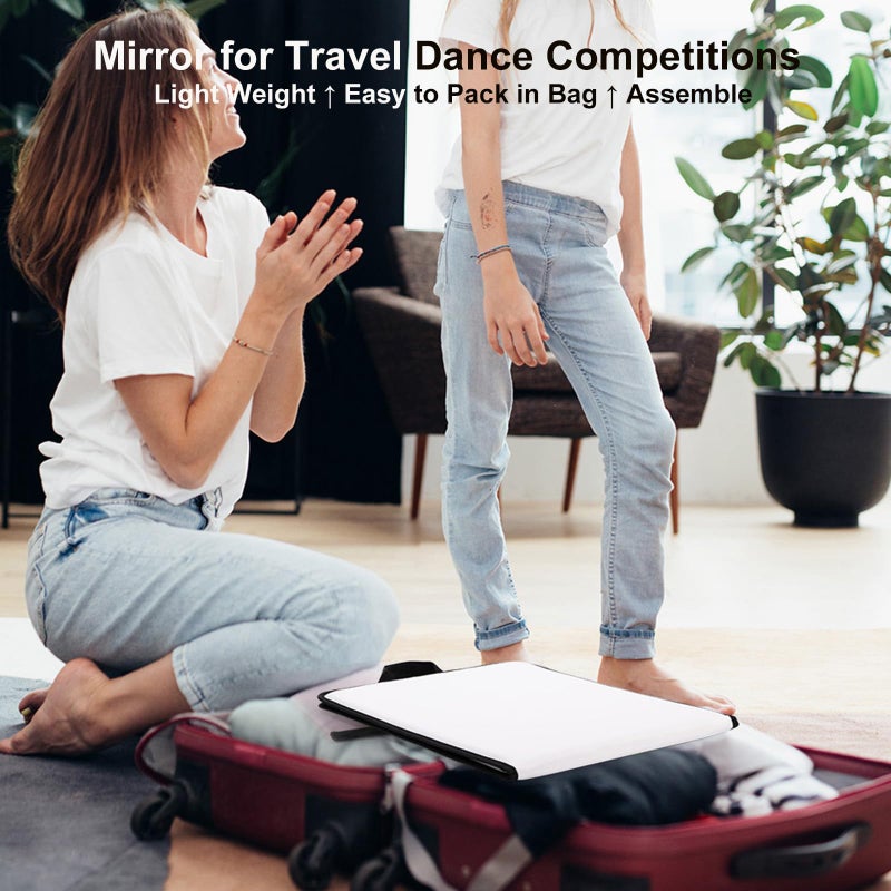 LPHUMEX White Foldable Full Length Mirror for Dance Bag, 33x13 Inch Portable Folding Body Mirror for Dance Travel Wedding Golf - Image 2