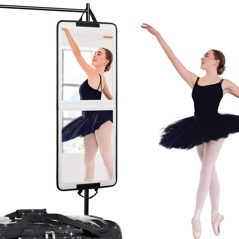 LPHUMEX White Foldable Full Length Mirror for Dance Bag, 33x13 Inch Portable Folding Body Mirror for Dance Travel Wedding Golf - Image 1