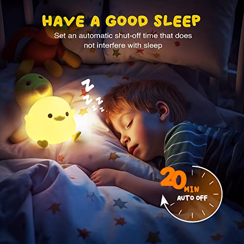 UNEEDE LED Cute Bean Duck Night Light, DoDo Duck Silicone Nursery Night Light Squishy Dimmable Rechargeable Table Bedside Lamp with Touch Sensor for Bedrooms, Living Room Unique Dorm Decor Gift Toy - Image 5