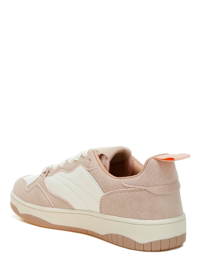 London Rag Faux Leather Casual Sneakers in White and Pink