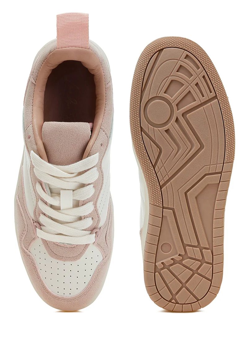 London Rag Faux Leather Casual Sneakers in White and Pink