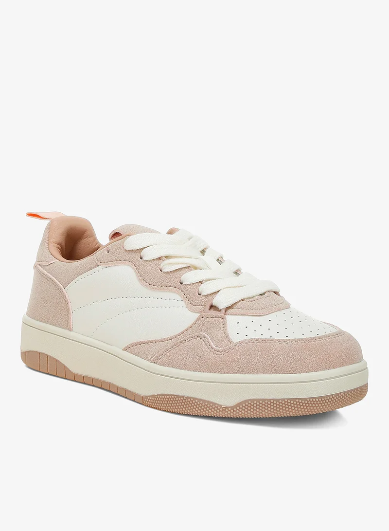 London Rag White and Pink Faux Leather Casual Sneakers in White and Pink for Women | Best Price UAE