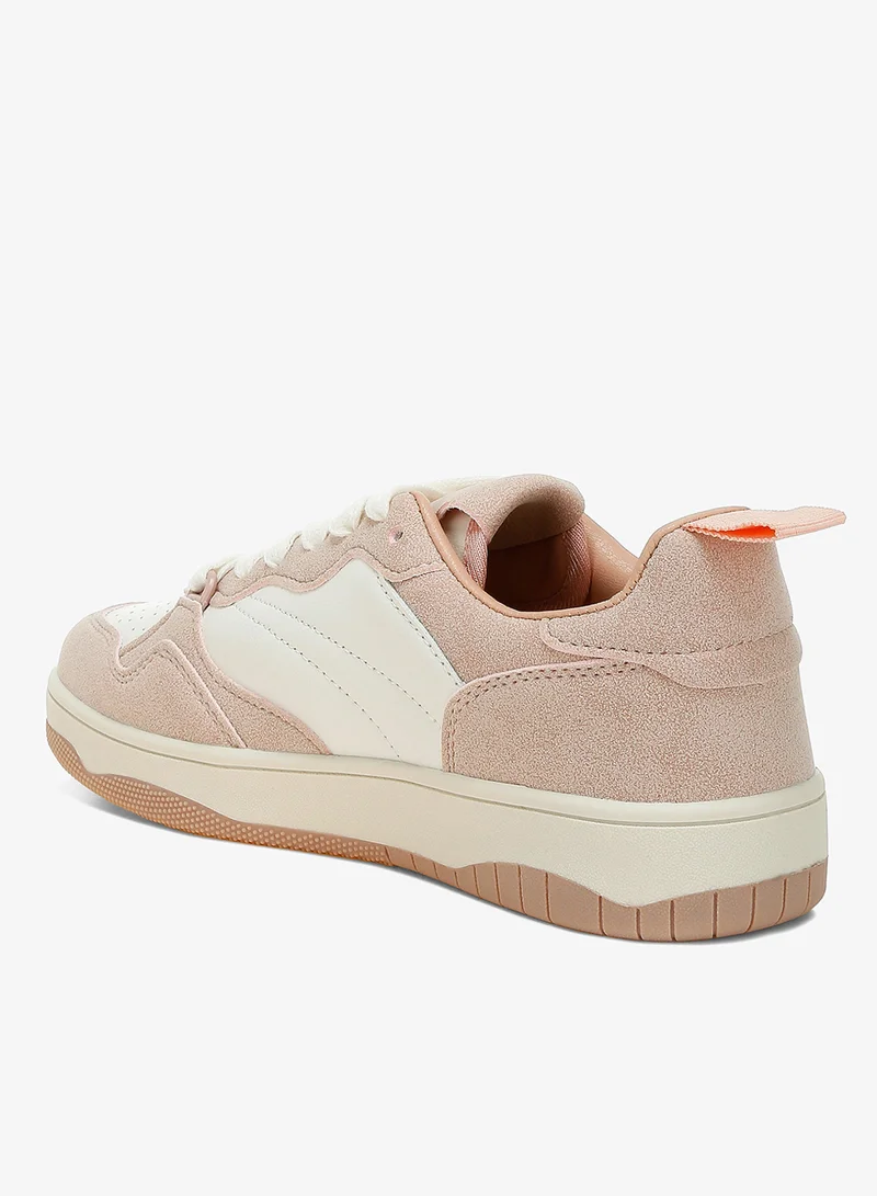 London Rag White and Pink Faux Leather Casual Sneakers in White and Pink for Women | Best Price UAE