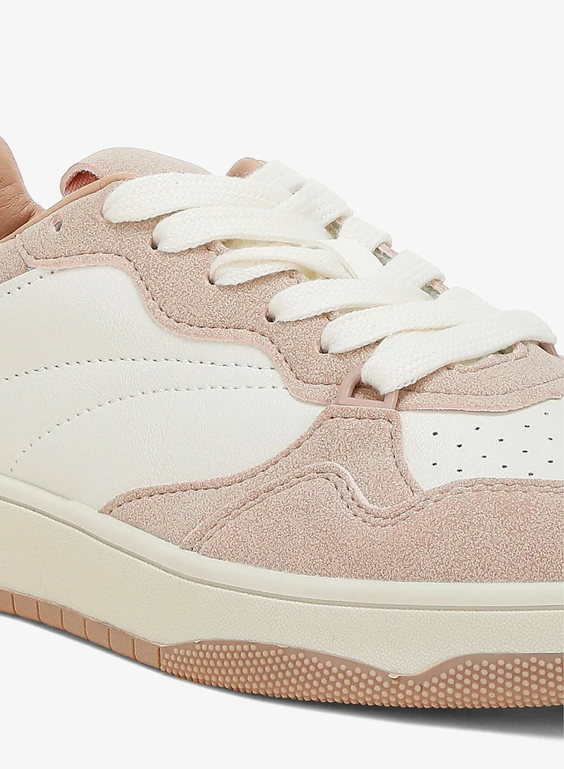 London Rag White and Pink Faux Leather Casual Sneakers in White and Pink for Women | Best Price UAE