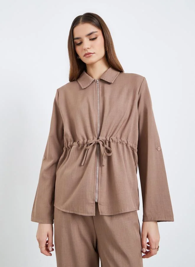 Styli  Women Front-Zip Drawstring Top and Pants Co-Ords for Women | Best Price UAE