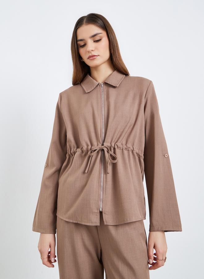 Styli Women Front-Zip Drawstring Top and Pants Co-Ords - Image 3