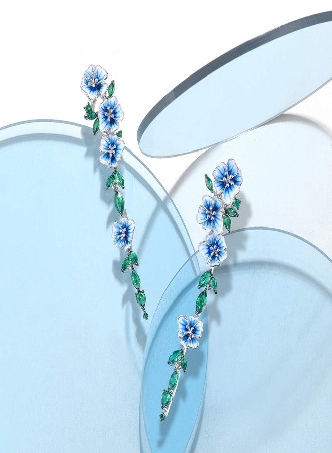 Santuzza Sterling Silver Green Spinel Enamel Peony Flower Earrings for Women, enamel Sterling Silver, green spinel - Image 3