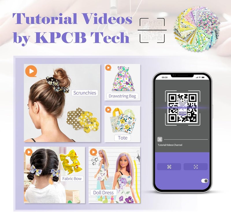 KPCB Tech Sewing Machine for Beginners [Full Set] with Finger Guard and Fabric Bundles - Mini Sewing Machine with Sewing Kits, Foot Pedal, US Adapter and Extension Table - Image 2