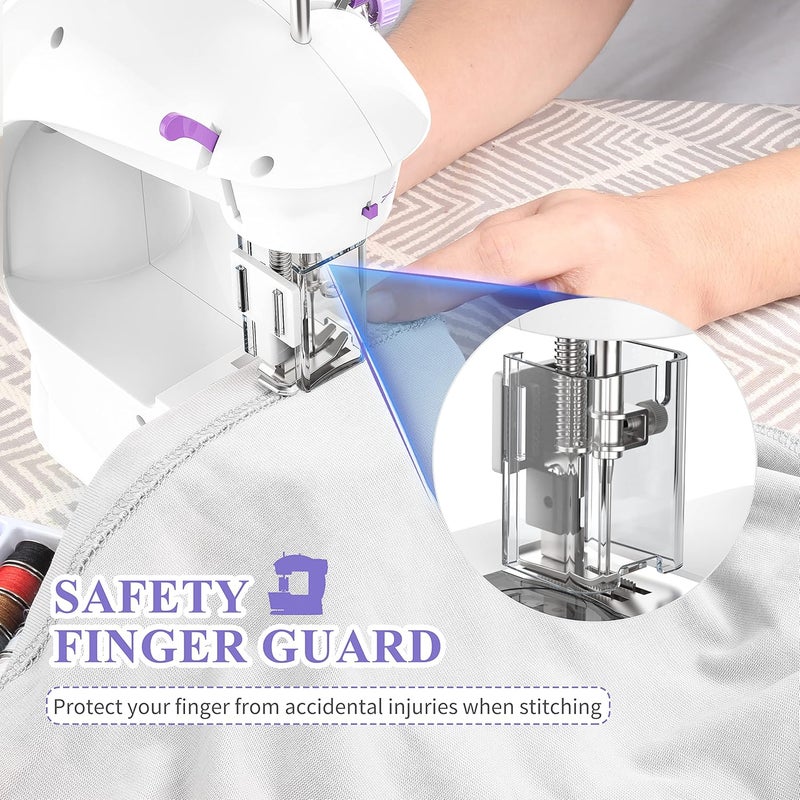 KPCB Tech Sewing Machine for Beginners [Full Set] with Finger Guard and Fabric Bundles - Mini Sewing Machine with Sewing Kits, Foot Pedal, US Adapter and Extension Table - Image 3