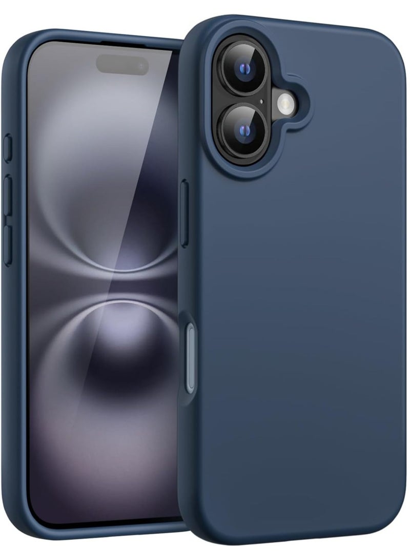 Liquid Silicone Case for iPhone 16 (6.1-Inch) – Silky Soft Touch Full-Body Protective Anti-Scratch Shockproof Cover with Microfiber Lining, Navy Blue - Image 1