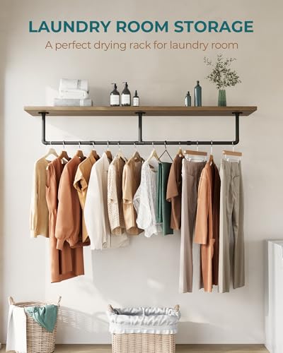 OROPY Clothes Rack, 65.7" Industrial Pipe Clothing Rack for Hanging Clothes, Wall Mounted Heavy Duty Space Saving Garment Rack for Closet Storage, Black, 3 Base - Image 4