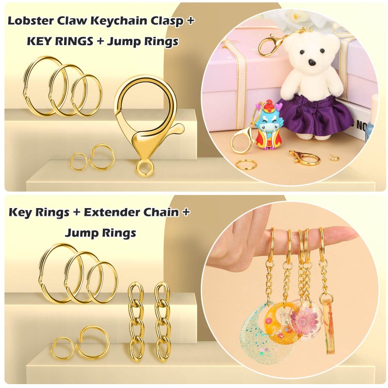 PAXCOO 300PCS Keychain Making Kit, Keychain Craft Supplies Including Key Chain Clips, Lanyard Snap Hooks, Key Rings and Jump Rings for Key Chain Making, Purse Making, Lanyard Making - Image 3
