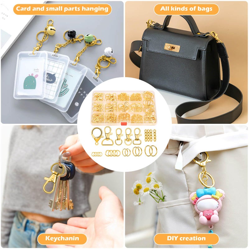 PAXCOO 300PCS Keychain Making Kit, Keychain Craft Supplies Including Key Chain Clips, Lanyard Snap Hooks, Key Rings and Jump Rings for Key Chain Making, Purse Making, Lanyard Making - Image 5